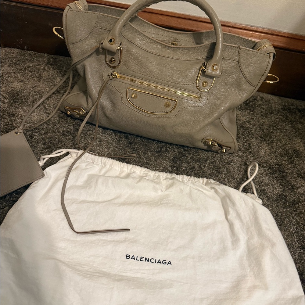 Balenciaga Taupe Leather Satchel